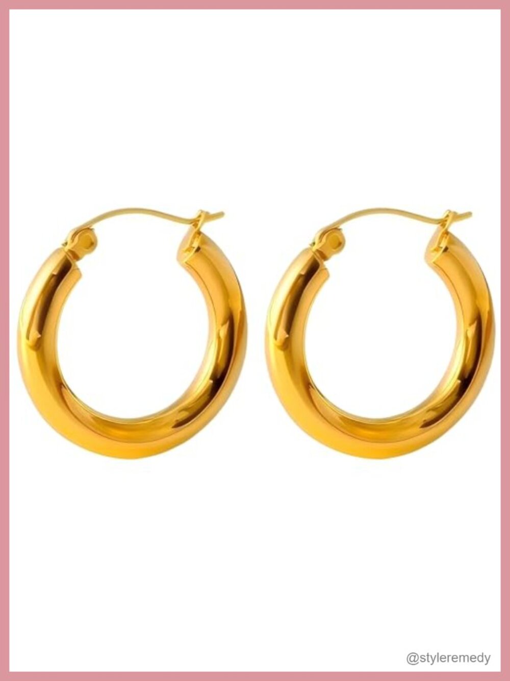 18K Gold Plated Tube Hoop Earrings Hypoallergenic Round Hoops for Women